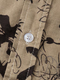 kkboxly  Men's Casual Cotton Leaf And Flower Graphic Short Sleeve Shirt, Male Clothes For Summer
