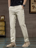 kkboxly kkboxly  Men's Solid Pants With Pockets, Casual Breathable Slim-fit Trousers For Outdoor Activities Gift