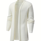 kkboxly  Elegant Slightly Stretch Knit Cardigan Coat, Men's Casual Vintage Style V Neck Sweater Cardigan For Fall Winter