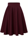 kkboxly  Preppy Pleated Skater Skirts, Elegant High Waist A Line Casual Skirts, Women's Clothing
