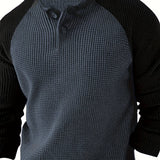 kkboxly  Color Block Men's Comfy Long Raglan Sleeve Round Neck Henley Shirt, Spring Fall Sports Top