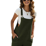 kkboxly  Solid Cami Jumpsuit, Casual Sleeveless Comfy Short Length Jumpsuit With Pockets, Women's Clothing