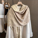 Thickened Double-sided Warm Scarf Imitation Cashmere Short Beard Shawl Autumn Winter Coldproof Female Scarf Shawl