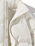 kkboxly  Men's Solid Color Stand Collar Thick Warm Coat, Couple Coat For Autumn And Winter