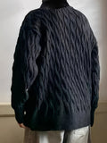 kkboxly  Plus Size Men's Casual Style Long-sleeved Crew Neck Sweater, Fashion Loose Slightly Stretch Comfortable Top For Big & Tall Guys