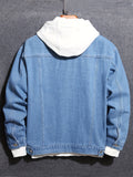 kkboxly  Chic Denim Jacket, Men's Casual Street Style Lapel Contrast Stitching Jacket Coat For Spring Fall