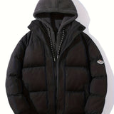 kkboxly  Men's Fashion Thick Sherpa Hood Coat, Padded Winter Warm Hooded Jacket For Autumn Winter