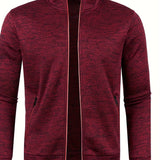 kkboxly  Elegant Mid Stretch Cardigan, Men's Casual Full Zip Up Cardigan Sweater Coat For Fall Winter