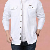 kkboxly  Men's Casual Button Up Long Sleeve Multi-pocket Cotton Cargo Shirt, Men's Clothes For Spring Summer Autumn, Tops For Men