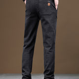 kkboxly kkboxly  Men's Casual Warm Slim Fit Trousers, Semi-Formal cropped Pants For Fall Winter Business Leisure Activities