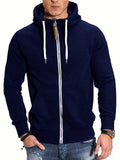 kkboxly  Trendy Color Block Men's Hooded Jacket Casual Long Sleeve Hoodies With Zipper Gym Sports Hooded Coat For Winter Fall