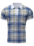 kkboxly  Tight, Men's Summer Polo Shirt Plaid Zipper Slim Polos Best Sellers