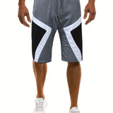 kkboxly  Men's Color Block Drawstring Shorts, Summer Clothings For Running, Basketball, Athletics