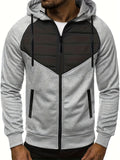 Men's Casual Zip Up Hoodie, Warm Hooded Jacket With Zipper Pocket For Sports