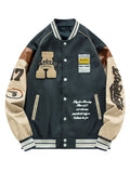 kkboxly Men's Oversize Vintage Baseball Jacket with Embroidered Letters Print - Perfect Gift for Him!