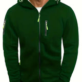 kkboxly  Solid Color Men's Hooded Jacket Casual Long Sleeve Hoodies With Zipper Gym Sports Hooded Coat For Spring Fall