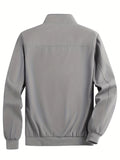 kkboxly  Classic Design Lightweight Jacket, Men's Casual Zip Up Stand Collar Zipper Pockets Jacket Coat For Spring Fall