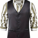 kkboxly  Men's Casual Western Cowboy Vest Jacket Slim Fit V Neck Sleeveless Waistcoat Vest Men Medieval Party Vests