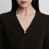 2025 popular trendy Korean personality double circle anti-light brooch temperament small collar pin women's cardigan collar pin jewelry