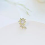 2025 Mini cute Japanese sunflower collar pin fashion temperament pin piercing horse needle women's anti-light brooch with accessories
