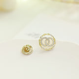 2025 popular trendy Korean personality double circle anti-light brooch temperament small collar pin women's cardigan collar pin jewelry