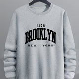 Brooklyn Print, Men’s Pullover Sweatshirt, Casual Crew Neck Jumper For Spring Fall, Moisture Wicking And Breathable Sweater, As Gifts