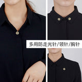 2025 popular trendy Korean personality double circle anti-light brooch temperament small collar pin women's cardigan collar pin jewelry