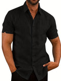 2025 kkboxly  Plus Size Men's Casual Solid Shirt For Outdoor/workout, Trendy Oversized Loose Fit Short Sleeve Shirt Tops For Big & Tall Males, Men's Clothing