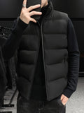 Warm Winter Vest, Men's Casual Zipper Pockets Zip Up Vest For Fall Winter