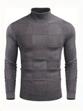 kkboxly  All Match Knitted Slim Fit Sweater, Men's Casual Warm High Stretch Turtleneck Pullover Sweater For Fall Winter