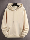 kkboxly Solid Color Hoodies For Men, Graphic Hoodie With Kangaroo Pocket, Comfy Loose Drawstring Trendy Hooded Pullover, Mens Clothing For Autumn Winter