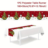 1pc, Christmas Table Runner, Tablecloths, Holiday Decorations, Christmas Party Decor, Table Decor