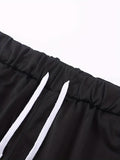 kkboxly  Men's 2 Piece Casual Striped Trimmed PARIS T Shirt And Track Shorts Set Holiday Lounge Beach Sports Suit