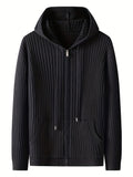 kkboxly  Men's Casual Wool Blend Knitted Zip Up Hoodie For Spring Fall