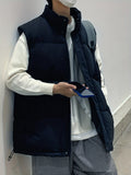 Men's Winter Vest Down Padded Jacket Lightweight Stand Collar Jacket Sleeveless Pockets Vest