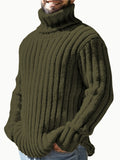 kkboxly  Fashionable Men's Solid Turtleneck Knit Sweater Plus Size Male's Pullover Sweater For Autumn And Winter, Leisurewear For Big And Tall Guys
