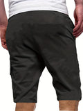 kkboxly  Classic Design Comfy Shorts, Men's Casual Solid Color Waist Drawstring Shorts For Summer Basketball Beach Resort