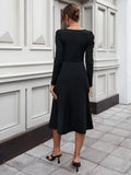 kkboxly  Beaded Decor Long Sleeve Dress, Elegant A-line Dress For Spring & Fall, Women's Clothing