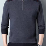 kkboxly  Men's Stylish Loose Solid Knitted Sweater, Casual Slightly Stretch Breathable Long Sleeve Turtle Neck Top For City Walk Street Hanging Outdoor Activities