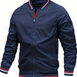 kkboxly  Men's Casual Stand Collar Baseball Jacket Coat Regular Fit College Hipster Windbreaker For Spring Autumn