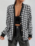 Button Plaid Contrast Trim Jacket, Casual Long Sleeve Jacket For Fall & Winter, Women's Clothing