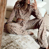 2025 spring and summer  new loungewear casual two-piece set women's summer  long-sleeved trousers home set