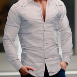 kkboxly Men's Casual Navy Blue Slim Shirt