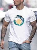 kkboxly Whales Print T Shirt, Tees For Men, Casual Short Sleeve T-shirt For Summer