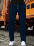 kkboxly  Men's Casual Pocket Joggers, Drawstring Long Sports Pants For Spring Summer