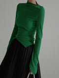 kkboxly  Elegant Long Sleeve Basic  T-Shirts, Solid Casual  T-Shirts For Spring & Fall, Women's Clothing