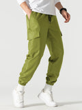 kkboxly  Classic Design Multi Flap Pockets Cargo Pants, Men's Casual Techwear Drawstring Cargo Pants Hip Hop Joggers For Autumn Summer Outdoor