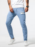 kkboxly  Men's Casual Light Blue Ripped Denim Jeans
