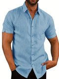 2025 kkboxly  Plus Size Men's Casual Solid Shirt For Outdoor/workout, Trendy Oversized Loose Fit Short Sleeve Shirt Tops For Big & Tall Males, Men's Clothing