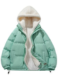 kkboxly  Warm Fleece Hooded Winter Jacket, Men's Casual Cotton Padded Coat For Fall Winter